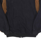 LACOSTE Mens Navy & Brown Wool Blend Bomber Jacket M Woven Contrast Panel