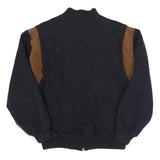 LACOSTE Mens Navy & Brown Wool Blend Bomber Jacket M Woven Contrast Panel