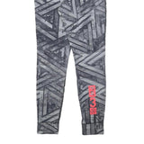 REEBOK Womens Joggers Grey & Black Slim Skinny S W24 L27 Activewear Print Logo
