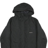 CARHARTT Mens Black Hooded Cotton Blend Jacket XL Zip Plain Workwear Casual