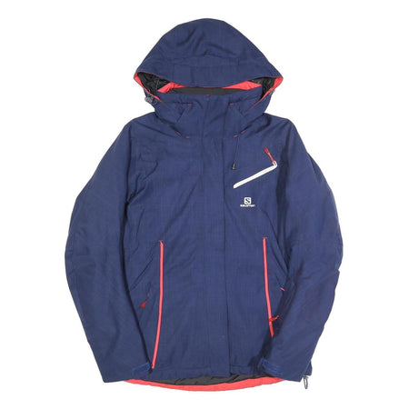 SALOMON Womens Blue Synthetic Jacket S Zip Hooded Outdoor Synthetic Sportswear