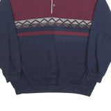 SAFE HARBOR Mens Maroon & Navy Geometric Pattern Collared XL Cotton Blend