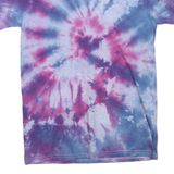GILDAN Mens Blue & Purple Tie Dye T-Shirt S Short Sleeve Crew Neck Cotton Blend