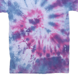 GILDAN Mens Blue & Purple Tie Dye T-Shirt S Short Sleeve Crew Neck Cotton Blend