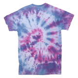 GILDAN Mens Blue & Purple Tie Dye T-Shirt S Short Sleeve Crew Neck Cotton Blend