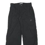 NIKE Mens Polyester Blend Black Relaxed Straight Trousers W30 L31 Zip Closure