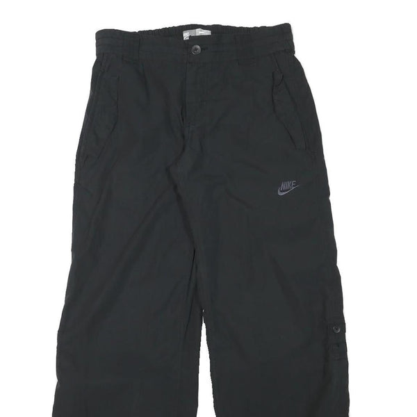 NIKE Mens Polyester Blend Black Relaxed Straight Trousers W30 L31 Zip Closure