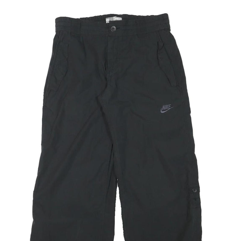 NIKE Mens Polyester Blend Black Relaxed Straight Trousers W30 L31 Zip Closure