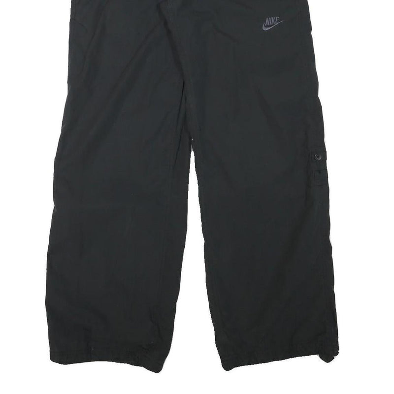 NIKE Mens Polyester Blend Black Relaxed Straight Trousers W30 L31 Zip Closure