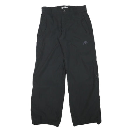 NIKE Mens Polyester Blend Black Relaxed Straight Trousers W30 L31 Zip Closure