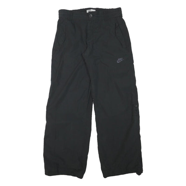 NIKE Mens Polyester Blend Black Relaxed Straight Trousers W30 L31 Zip Closure