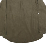 ZARA Womens Green Basic Long Sleeve V-Neck Shirt S Cotton Blend Casual