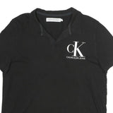CALVIN KLEIN JEANS Mens Black Short Sleeve CK Logo Cotton Polo Shirt XL Classic