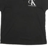 CALVIN KLEIN JEANS Mens Black Short Sleeve CK Logo Cotton Polo Shirt XL Classic
