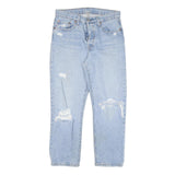 LEVI'S 501 Womens Regular Fit Straight Denim Light W27 L26 Distressed Jeans