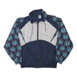 Rodéo Mens Navy Blue & Light Grey Vintage Patterned Track Jacket S Polyester