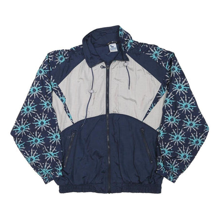 Rodéo Mens Navy Blue & Light Grey Vintage Patterned Track Jacket S Polyester