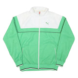 NIKE Mens Green White Track Jacket M Polyester Blend Zip Plain Sportswear