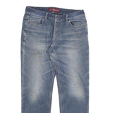 DICKIES Womens Jeans Blue Regular Straight Denim Light W34 L31 Zip Cotton Blend