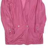 Womens Pink Silk Jacket M Button Long Sleeve Plain Elegant Lightweight