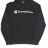 CHAMPION Mens Black Hoodie S Cotton Blend Pullover Sweatshirt