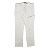 CANDA Mens Slim Beige Cargo Trousers Cotton Blend W36 L30 Utility Zip Pocket