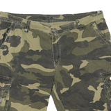 WORLDWIDE AMERICA STATE Mens Cargo Shorts Green Camouflage 2XL W40 Cotton Blend