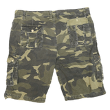 WORLDWIDE AMERICA STATE Mens Cargo Shorts Green Camouflage 2XL W40 Cotton Blend