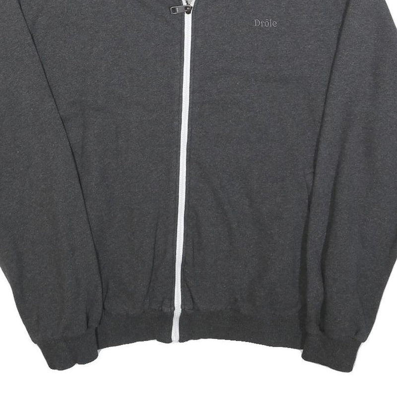 DROLE Mens Charcoal Zip Up Jacket L Cotton Blend Plain Casual Zip Fastening