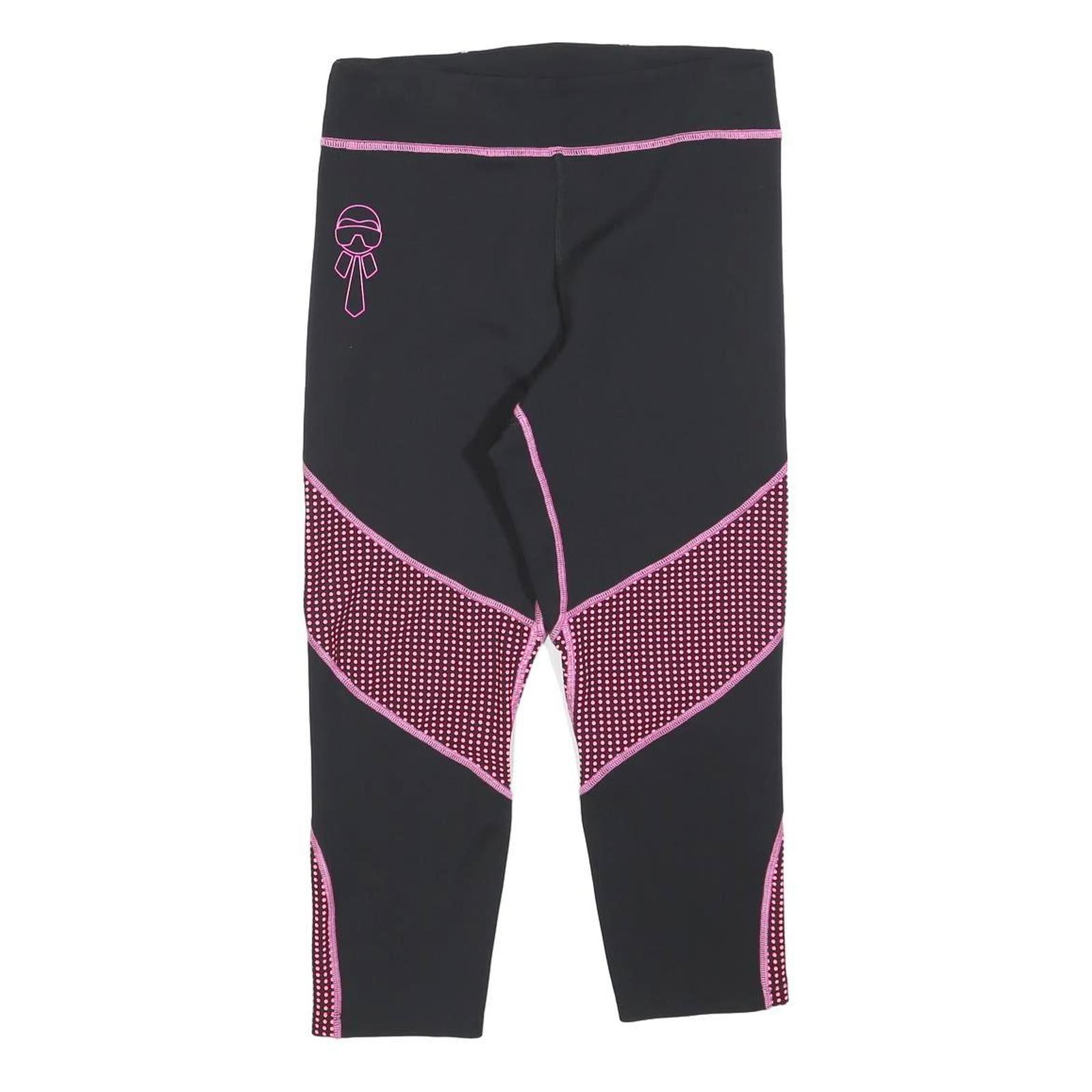 FENDI Womens Joggers Black & Pink Regular Slim M W28 L21 Logo Print Athletic