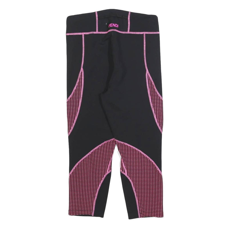 FENDI Womens Joggers Black & Pink Regular Slim M W28 L21 Logo Print Athletic