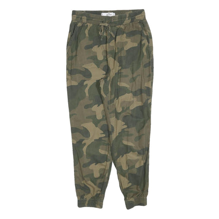 HOLLISTER Womens Cotton Blend Green Camouflage Slim Drawstring Trousers W30 L26