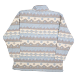 LOCKER SHOP Womens Blue & Cream Patterned Pullover Jumper Quarter Zip L Soft