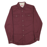 WRANGLER Mens Maroon Cotton Blend Shirt S Button Front Long Sleeve Casual