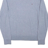 TOMMY HILFIGER Mens Grey Plain Cotton Blend Jumper Crew Neck Basic Knit M Casual