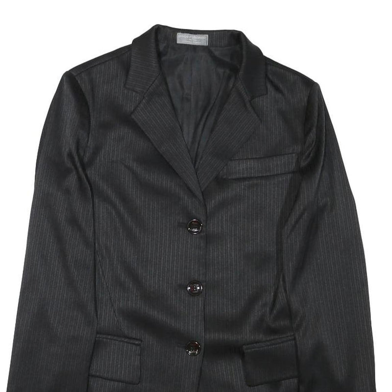PACO RABANNE Womens Black Slim Jacket XXS Polyester Blend Pinstripe Button