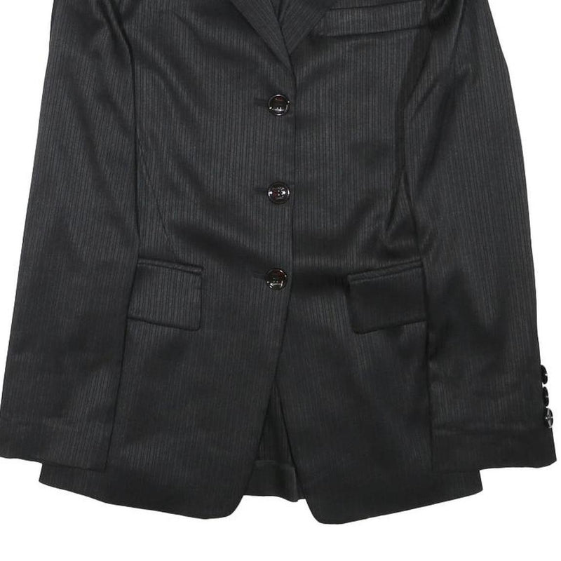 PACO RABANNE Womens Black Slim Jacket XXS Polyester Blend Pinstripe Button
