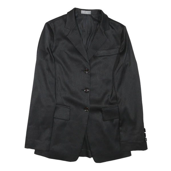 PACO RABANNE Womens Black Slim Jacket XXS Polyester Blend Pinstripe Button