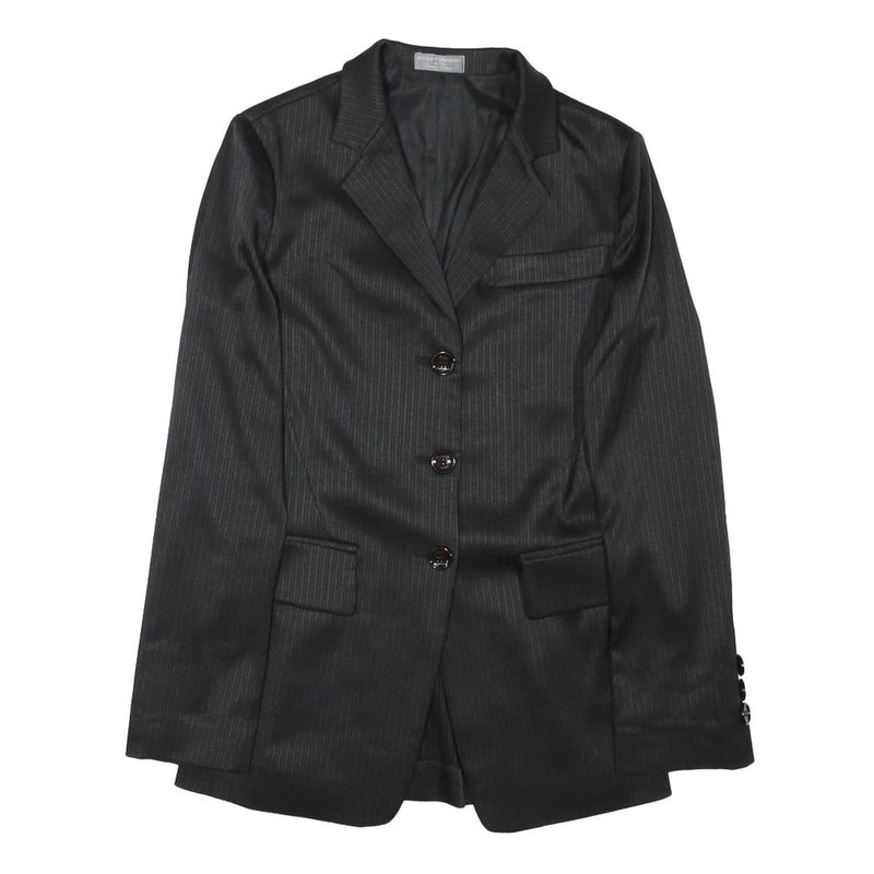 PACO RABANNE Womens Black Slim Jacket XXS Polyester Blend Pinstripe Button