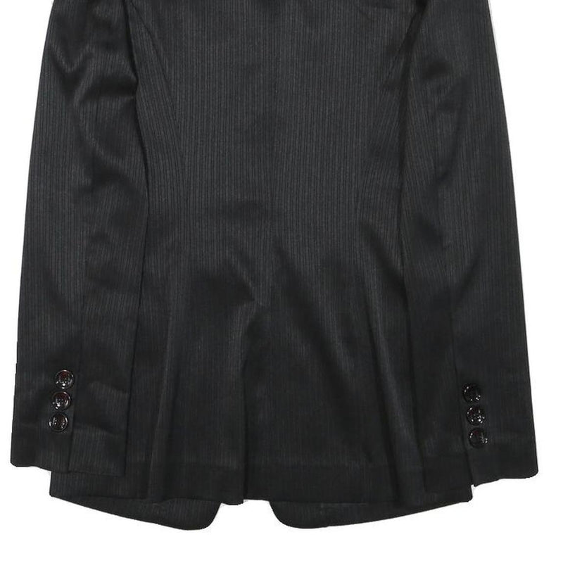 PACO RABANNE Womens Black Slim Jacket XXS Polyester Blend Pinstripe Button