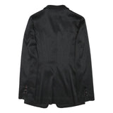 PACO RABANNE Womens Black Slim Jacket XXS Polyester Blend Pinstripe Button