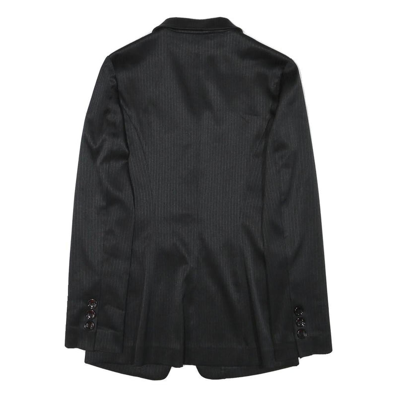 PACO RABANNE Womens Black Slim Jacket XXS Polyester Blend Pinstripe Button