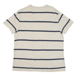 TOMMY HILFIGER Mens Cream & Navy Stripe Modern T-Shirt L Short Sleeve Crew Neck