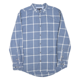 TOMMY HILFIGER Mens Blue & White Check Shirt XL Classic Cotton Blend Long Sleeve