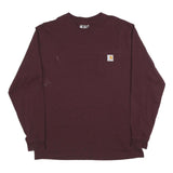 CARHARTT Mens Maroon Long Sleeve Crew Neck Pocket T-Shirt L Cotton Blend