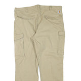 CARHARTT Mens Relaxed Fit Beige Cargo Trousers W40 L30 Cotton Blend Zip
