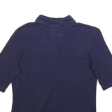 LACOSTE Womens Navy Blue Short Sleeve Plain Polo Shirt L Cotton Blend Casual