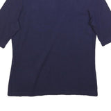 LACOSTE Womens Navy Blue Short Sleeve Plain Polo Shirt L Cotton Blend Casual