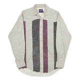 WRANGLER Mens Beige & Purple Cotton Shirt L Vintage Western Style Button Long