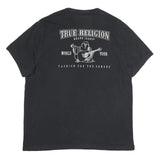TRUE RELIGION Mens Black Graphic T-Shirt XL Short Sleeve Crew Neck Cotton Blend